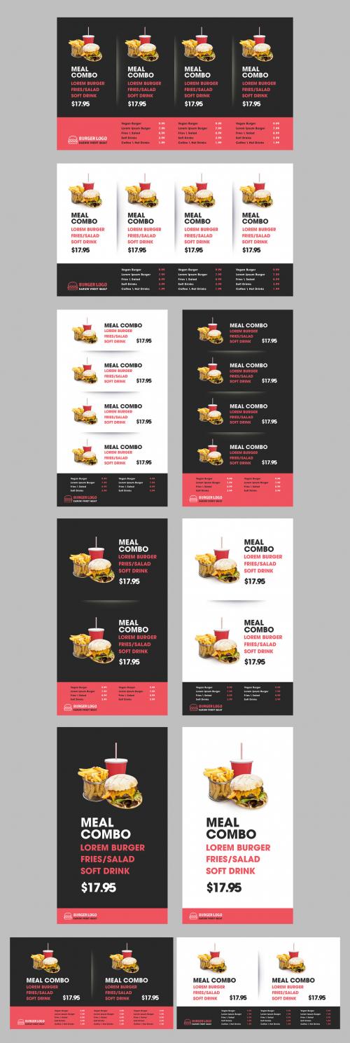 Digital Screen Menu Layout with Red and Black Accents - 269079712