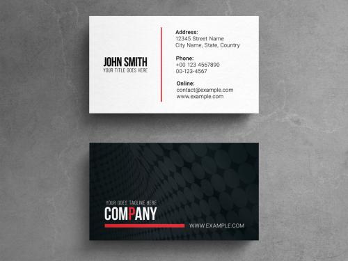 Business Card Layout with Black and Red Accents - 269289382