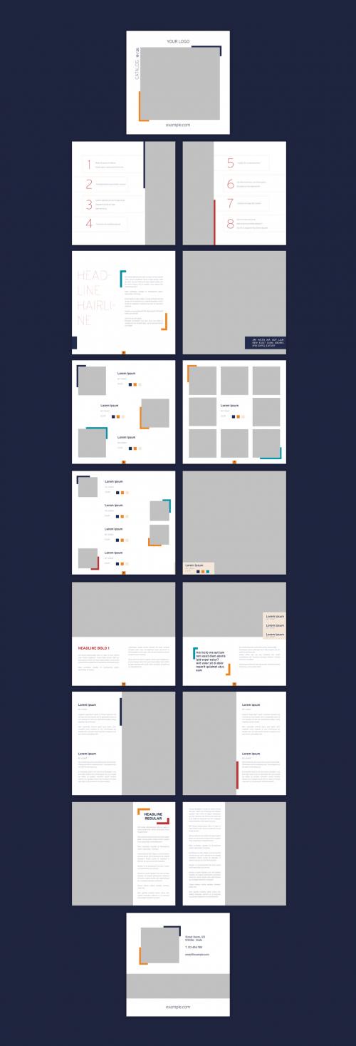 Minimalist Square Blue and Orange Brochure Layout - 270071455