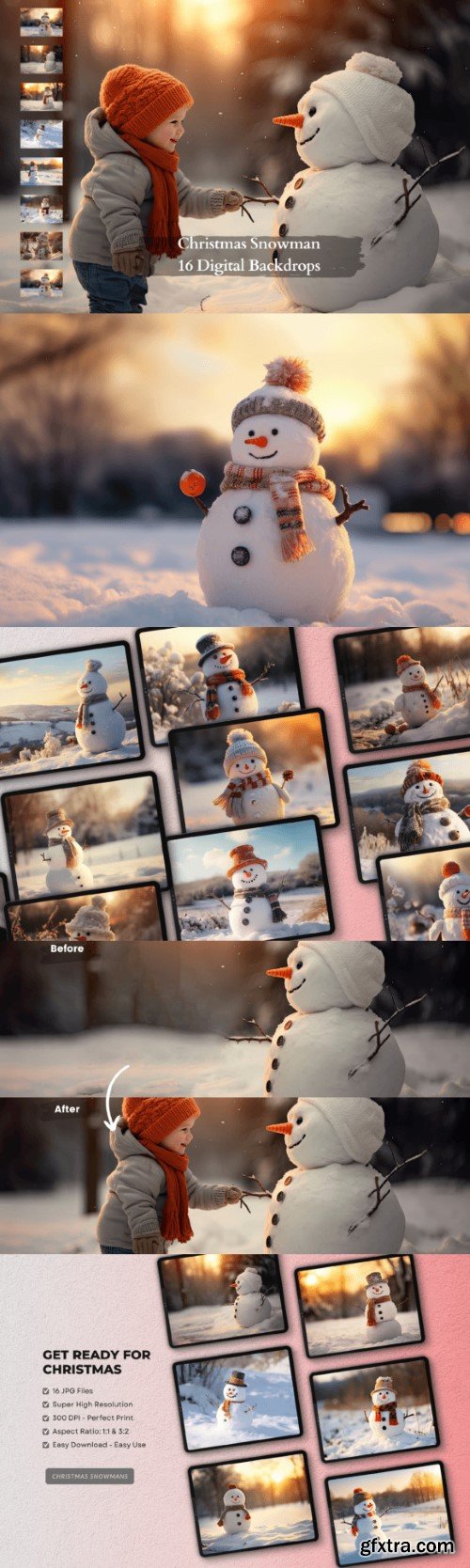 Christmas Snowman | Digital Backgrounds