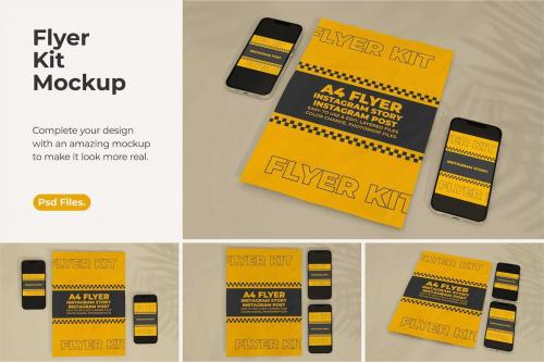 A4 brochure with smartphone mockup