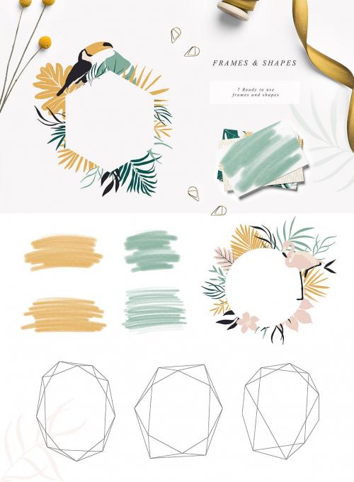 Tropic Paradise Vector Birds Florals Collection