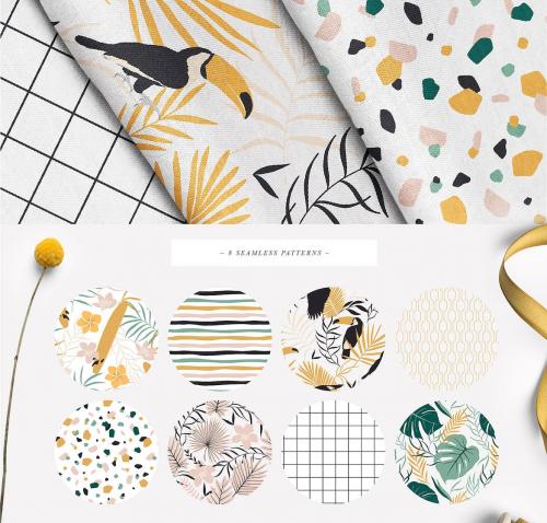 Tropic Paradise Vector Birds Florals Collection