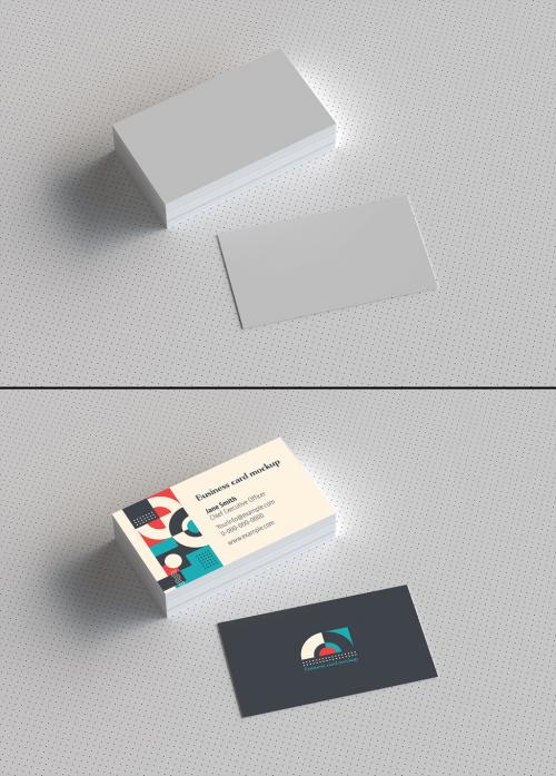 Stack of Business Cards on Dotted Background Mockup - 270239104