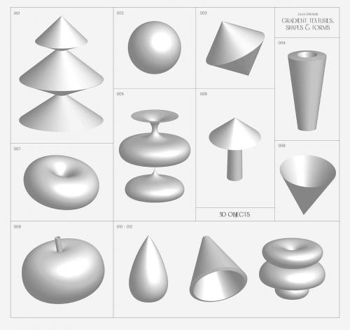 Gradient Textures Shapes 3D Objects Collection