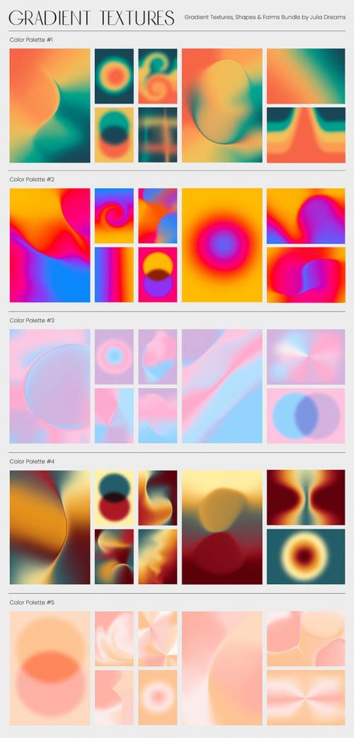 Gradient Textures Shapes 3D Objects Collection