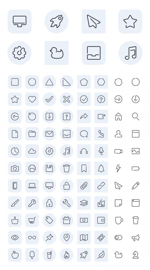 Single Line Vector Icons Layout - 270266235