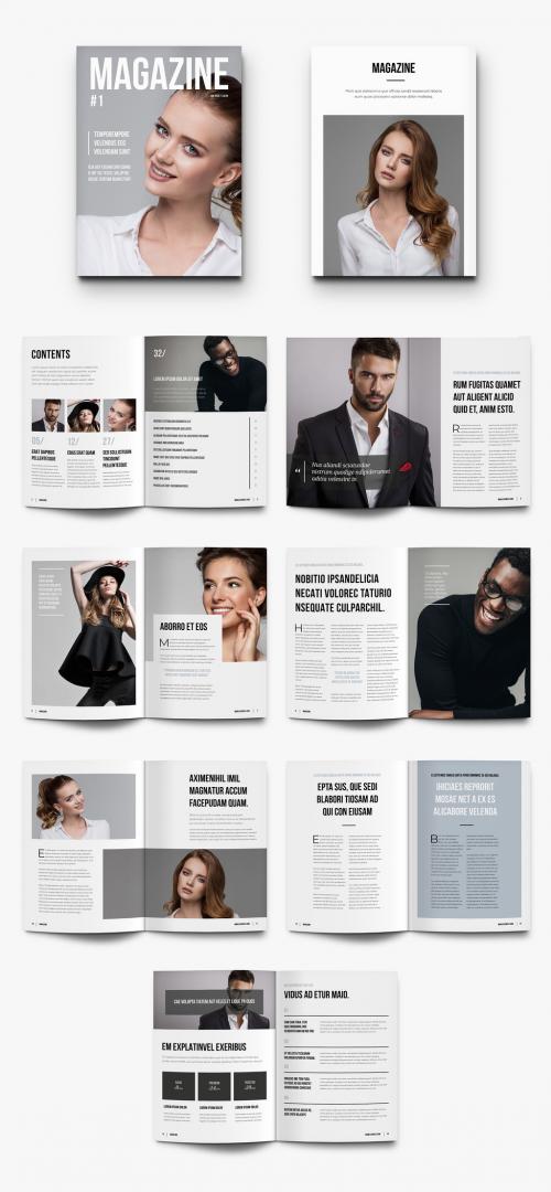 Magazine Layout with Black and White Accents - 270439605