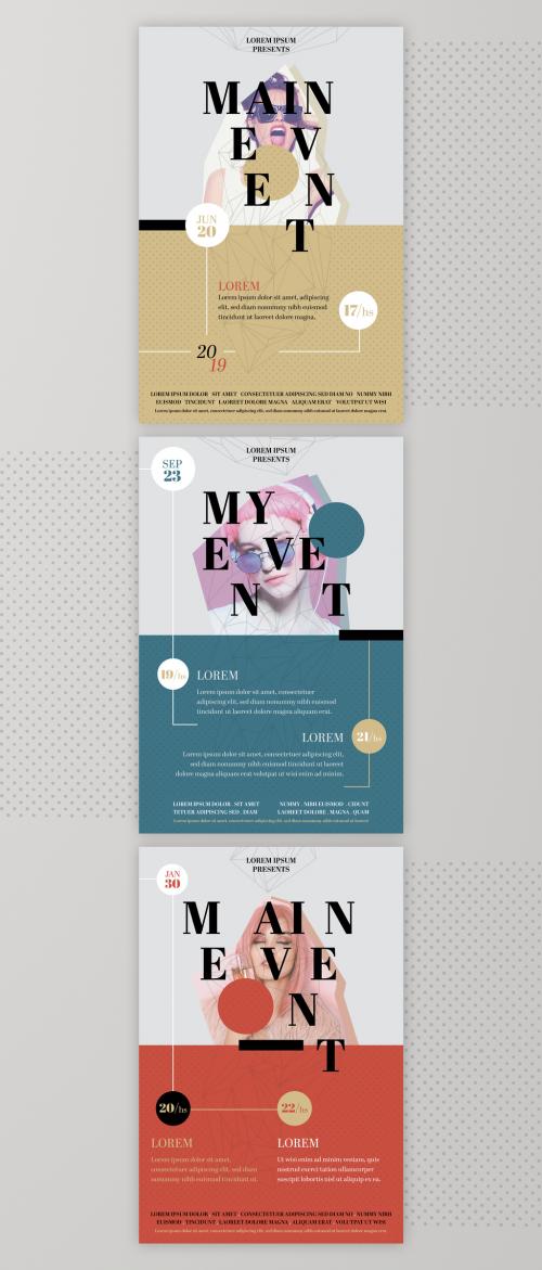 Event Poster Layouts with Geometric Elements - 270439618