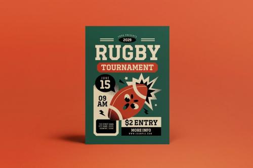 Green Retro Rugby Tournament Flyer Set