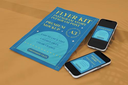 A3 brochure with smartphone mockup