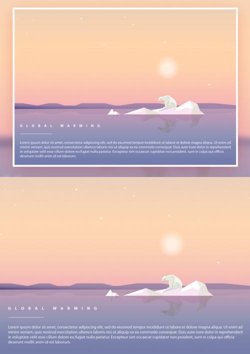 Climate Change Geometric Illustration Poster Layout with Polar Bear - 270474123