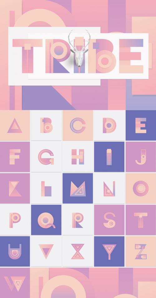 Colorful Abstract Memphis Style Alphabet and Number Typography Set - 270474126