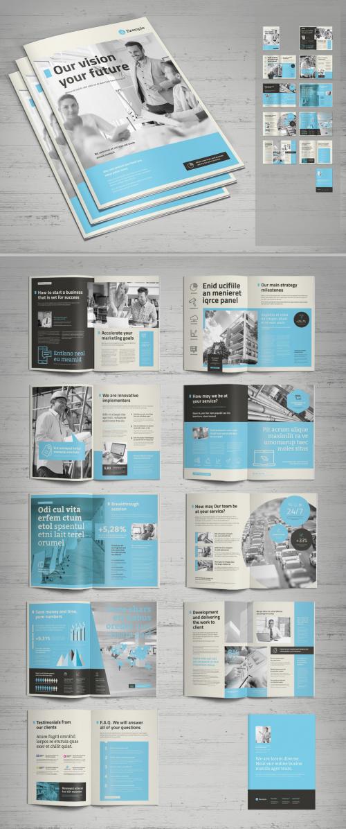 Beige Brochure Layout with Black and Cyan Elements - 270645308