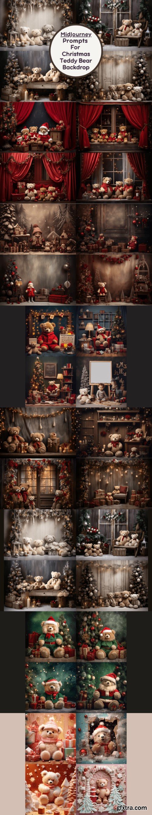 Christmas Teddy Bear Digital Backdrop