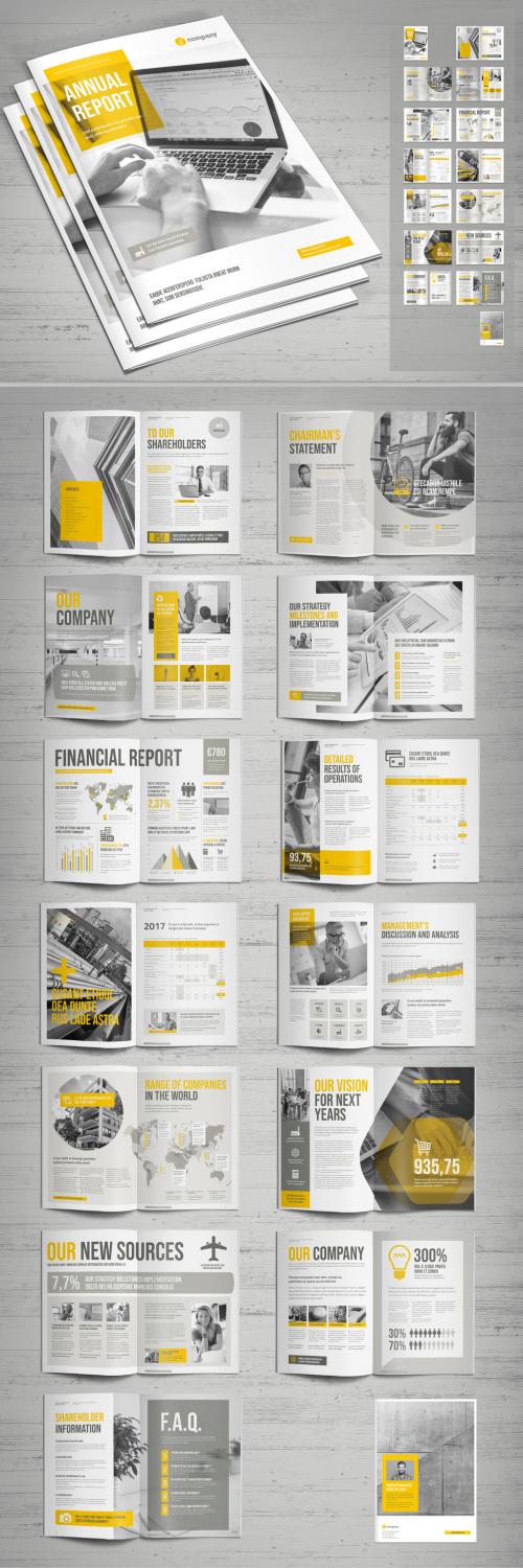Annual Report Layout in Gray with Yellow Accents - 270645738