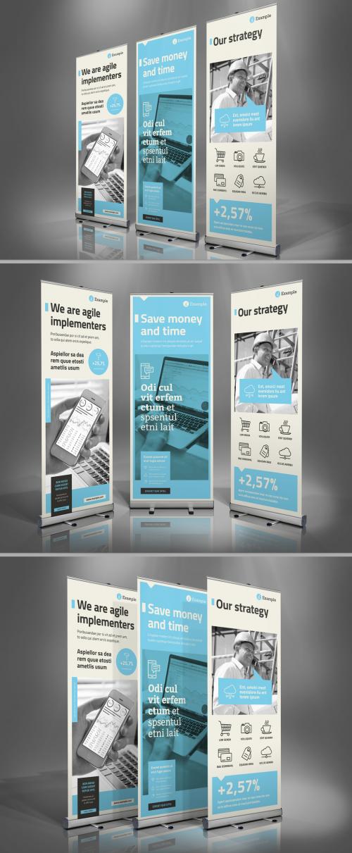 Roll-Up Layout in Beige and Cyan - 270645862