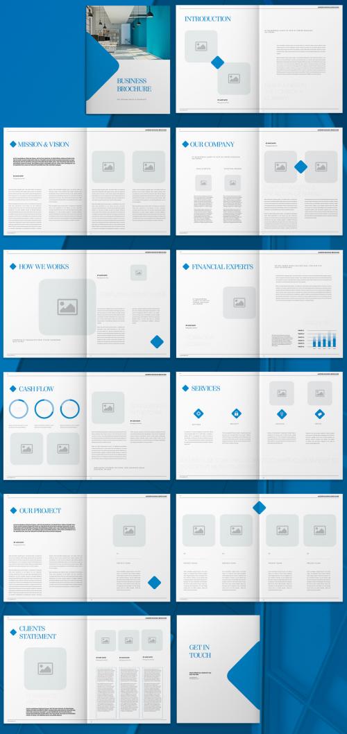 Blue Brochure Layout with Graphic Diamond Accents - 270677692