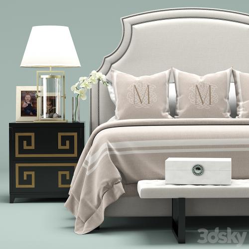 Upholstered White Headboard Bed