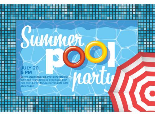 Graphic Summer Pool Party Invitation Flyer Layout - 270821819