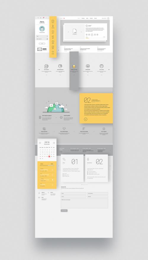 Company Portfolio Website Layout with Graphic Icons - 270837576