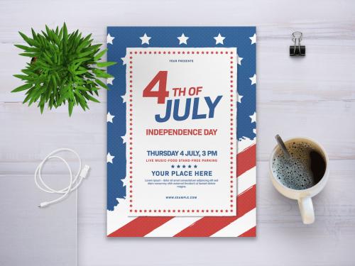 4th of July Flyer Layout with Flag - 271329202