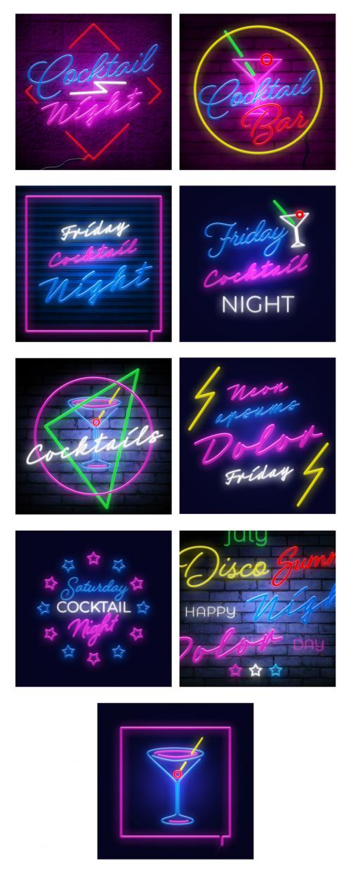 Neon Cocktail Lounge Sign Layouts - 271467703