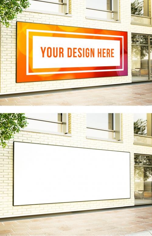 Horizontal Billboard on Urban Brick Wall Mockup - 271653908