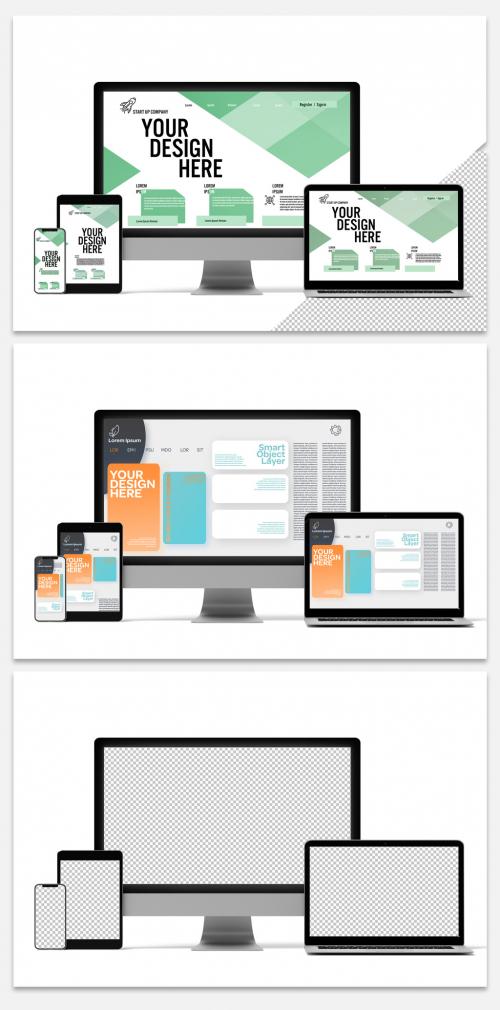 Mockup of Smartphone, Tablet, Desktop Computer, and Laptop - 271654568