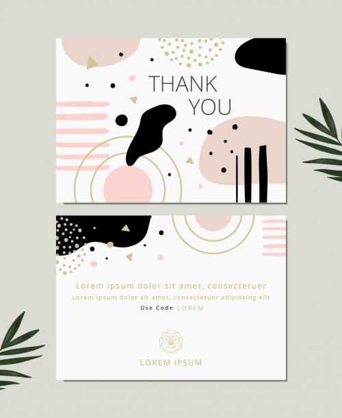 Beauty Thank You Card Layout with Graphic Gold and Pink Elements - 271797439