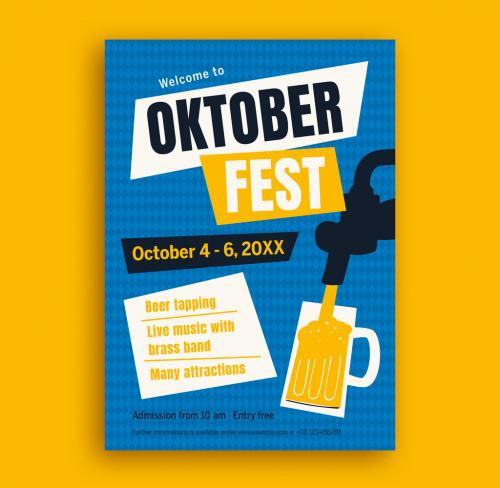 Oktoberfest Flyer Layout with Beer Illustration - 271806556