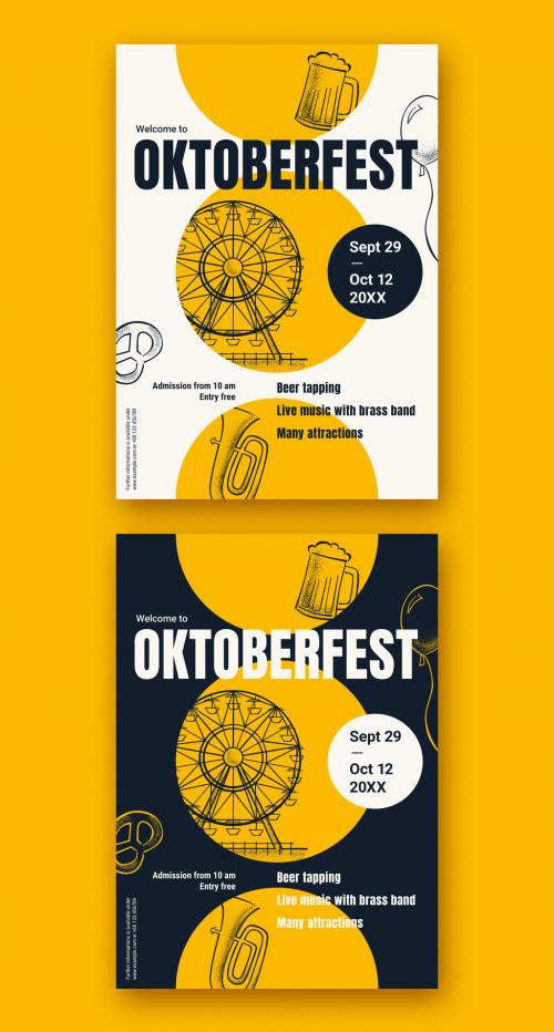 Oktoberfest Flyer Layout with Illustrations - 271806579