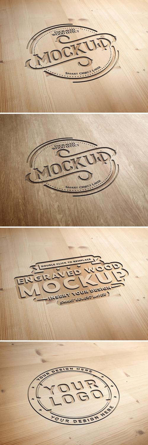 Engraved Wood Text Effect Mockup - 271822074