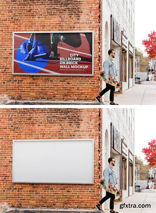 City Billboard On Wall PSD Mockup Template