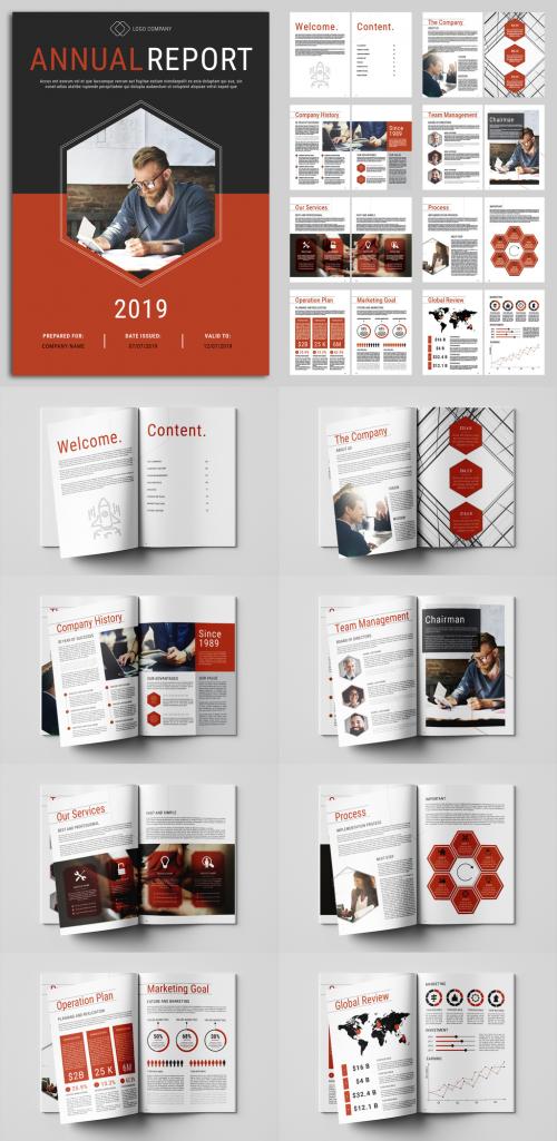 Annual Report Layout with Red Accents - 271994993