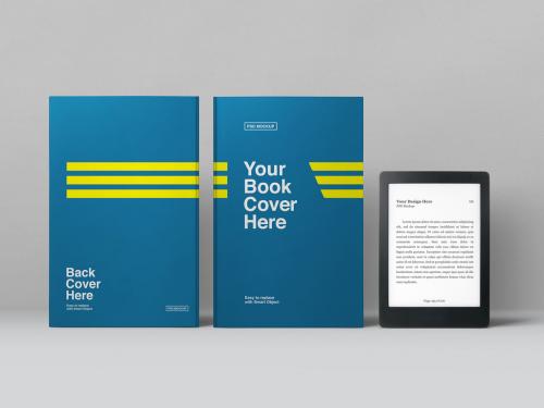 E-Book Reader and 2 Books Mockup - 272497331