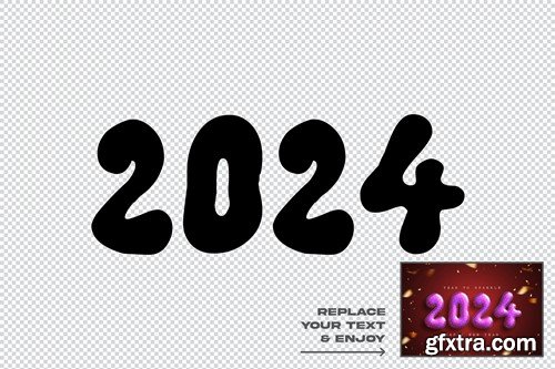 New Year 2024 Balloon Text effect Layer Style Psd AWDJHAC