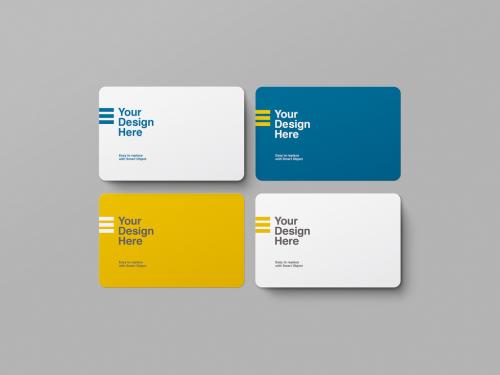 4 Rounded Corner Business Card Mockup - 272500672