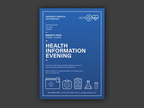 Blue Health Event Poster Layout with Graphic Icons - 272686053