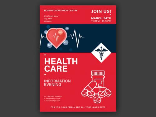 Red Health Event Poster Layout with Graphic Icons - 272686062