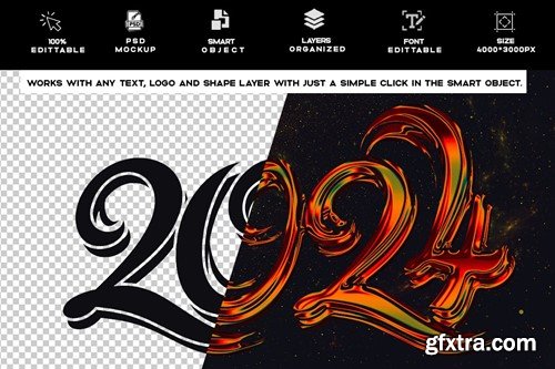 Gliter Happy New Year 2024 Text Effect Photoshop GY87PKE