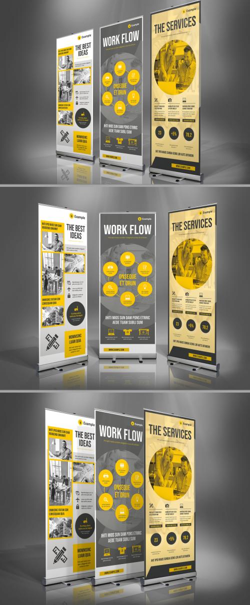 Gray and Yellow Roll-Up Banner - 272885209