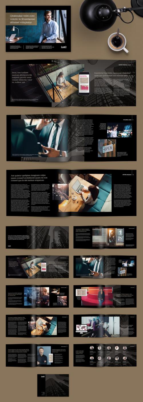 Dark Brochure with Mobile Device Illustrations  - 273040375