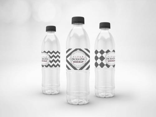 3 Clear Water Bottles Mockup - 273208576