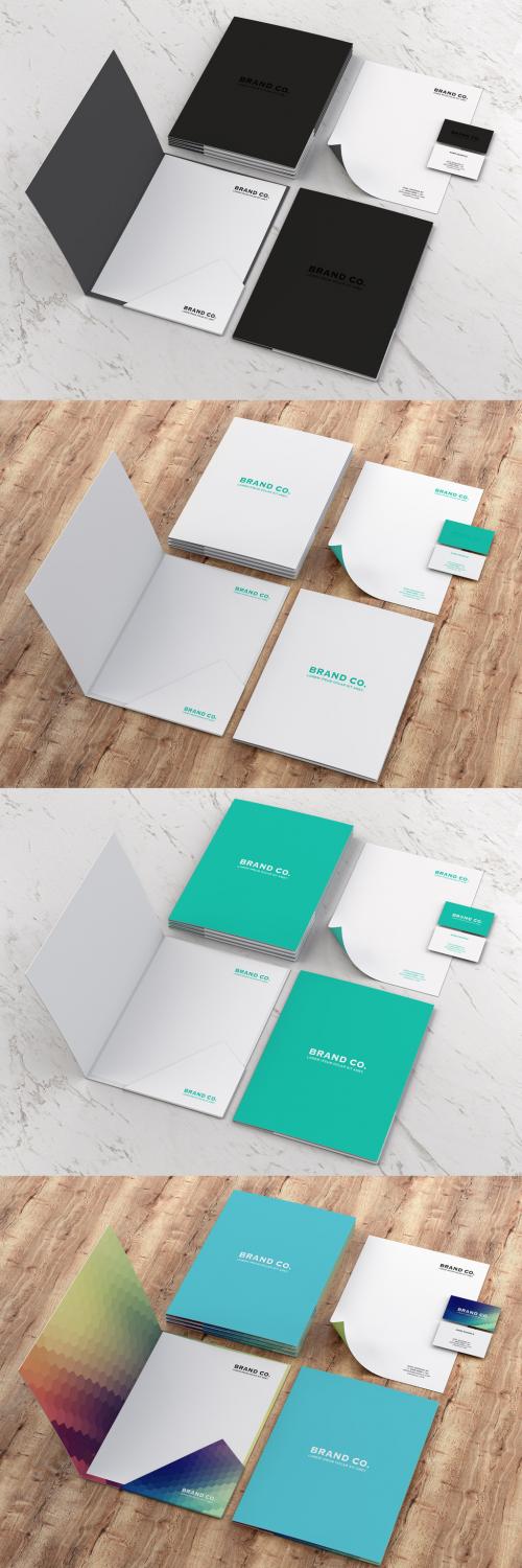 Mockup Stationery Kit on Wood and Marble - 273719056