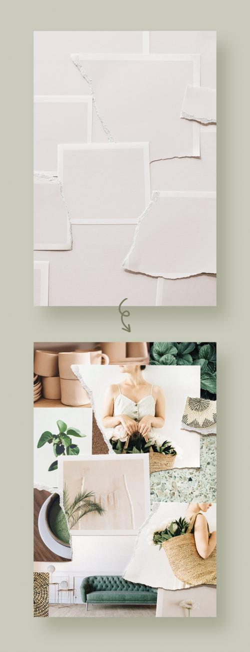 Realistic Torn Paper Photo Collage Mockup - 273752431