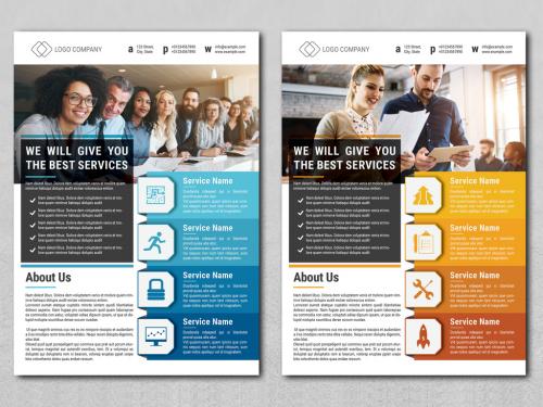 Business Flyer with Blue and Orange Accents - 273932714