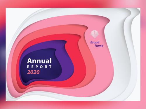 Annual Report Cover Layout with Paper Cutout Elements - 273939960
