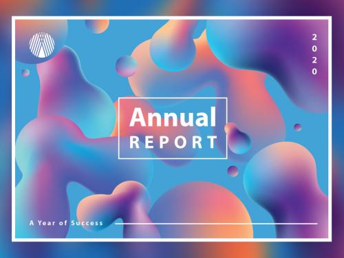 Annual Report Cover Layout with 3D Gradient Shapes - 273939973