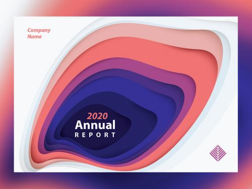 Annual Report Cover Layout with Paper Cutout Elements - 273939985